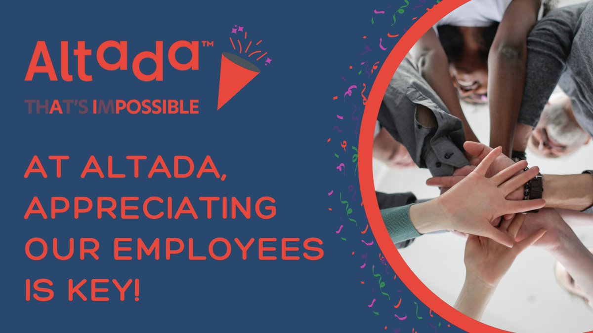 AltadaSolutions's tweet photo. We are lucky at Altada to have so many incredible members of #TeamAlt!
Congrats to 11 of our team who were promoted last week π
We're happy to see our Altada family succeeding and excited to see what they will achieve in the future!
#TeamAlt #Altada #EmployeeAppreciation https://t.co/aM48OaVryW