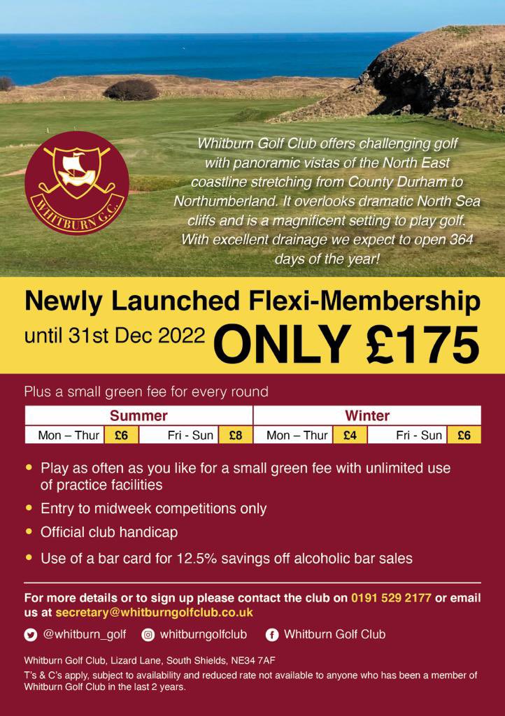 Check out our latest deals! Come and join us and get value for your money with greens and tee boxes on 12 months of the year and spectacular views of the North East coastline ⛳️🏌🏾‍♂️