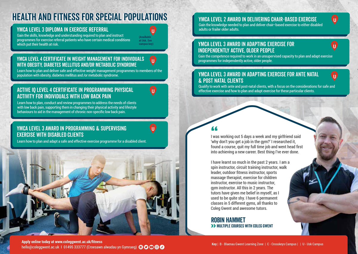 raymorgancoach's tweet photo. Check out the fantastic courses we have available next year at @coleggwent Usk Campus.

Get in touch for more information or to enrol. https://t.co/tSNxvsI24j