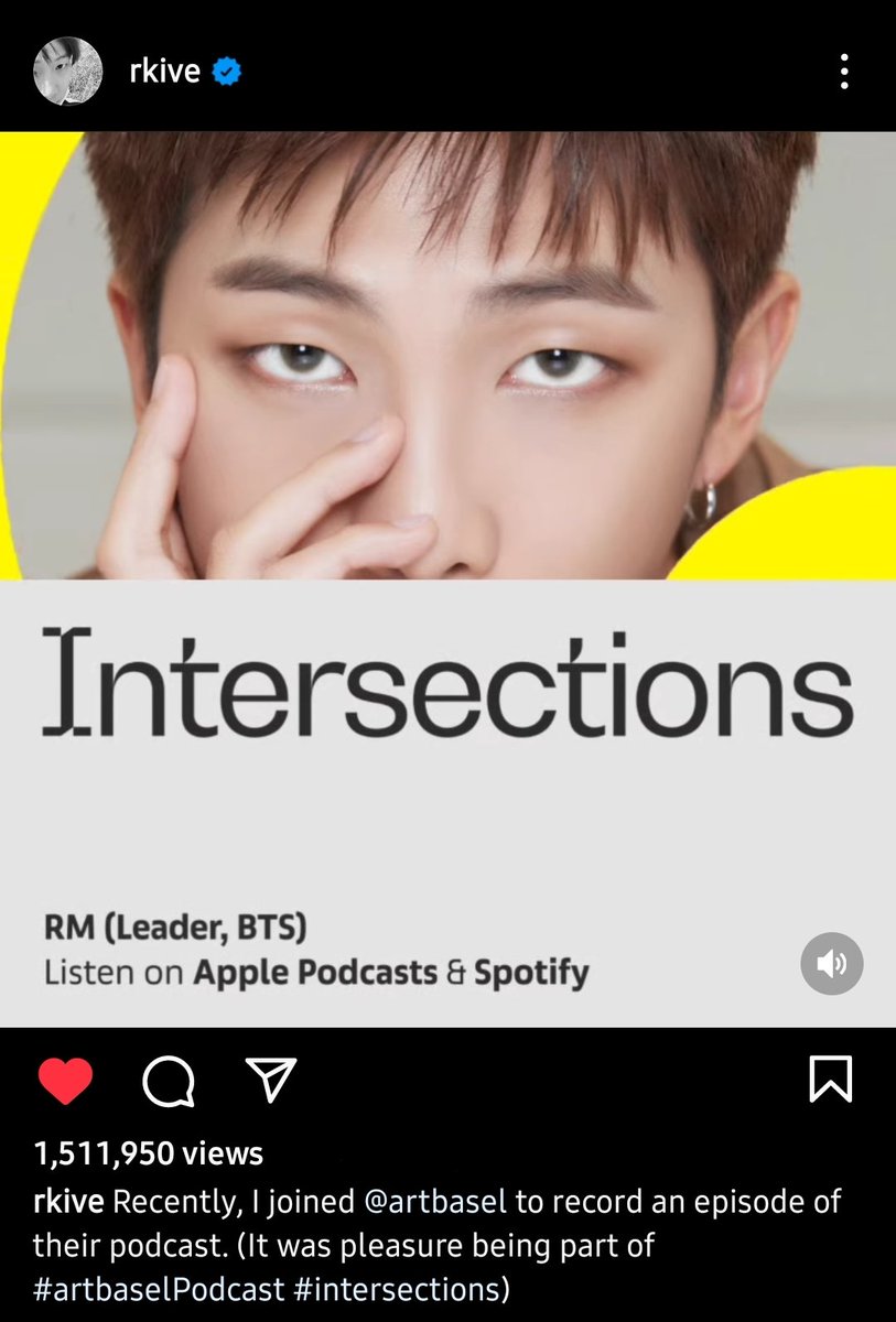 RMGlobalUnion's tweet photo. "Recently, I joined @ArtBasel to record an episode of their podcast. (It was a pleasure being part of #artbaselPodcast #intersections)"
#RM via #RkiveIG

🔗https://t.co/qJWNAuhVnp

RM AT ART BASEL PODCAST

#방탄소년단RM #남준 Namjoon @BTS_twt https://t.co/6z64vZnRm4
