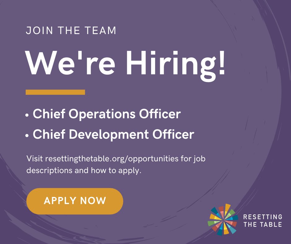 Resettingtable's tweet photo. Come work with us! We're #hiring for two positions: a Chief Development Officer and a Chief Operations Officer to join our mission-driven team that's transforming entrenched political divides in the U.S. 

Apply ​➡️ https://t.co/9BmETCgUd1

#NowHiring #ListenFirst #PCDN https://t.co/Y4mVm0rE7f