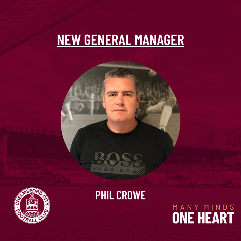 OfficialClarets's tweet photo. ℹ️ Chelmsford City is delighted to announce that Phil Crowe has been appointed as the Club's General Manager.

Welcome to the Clarets, Phil! Read more below ⬇️