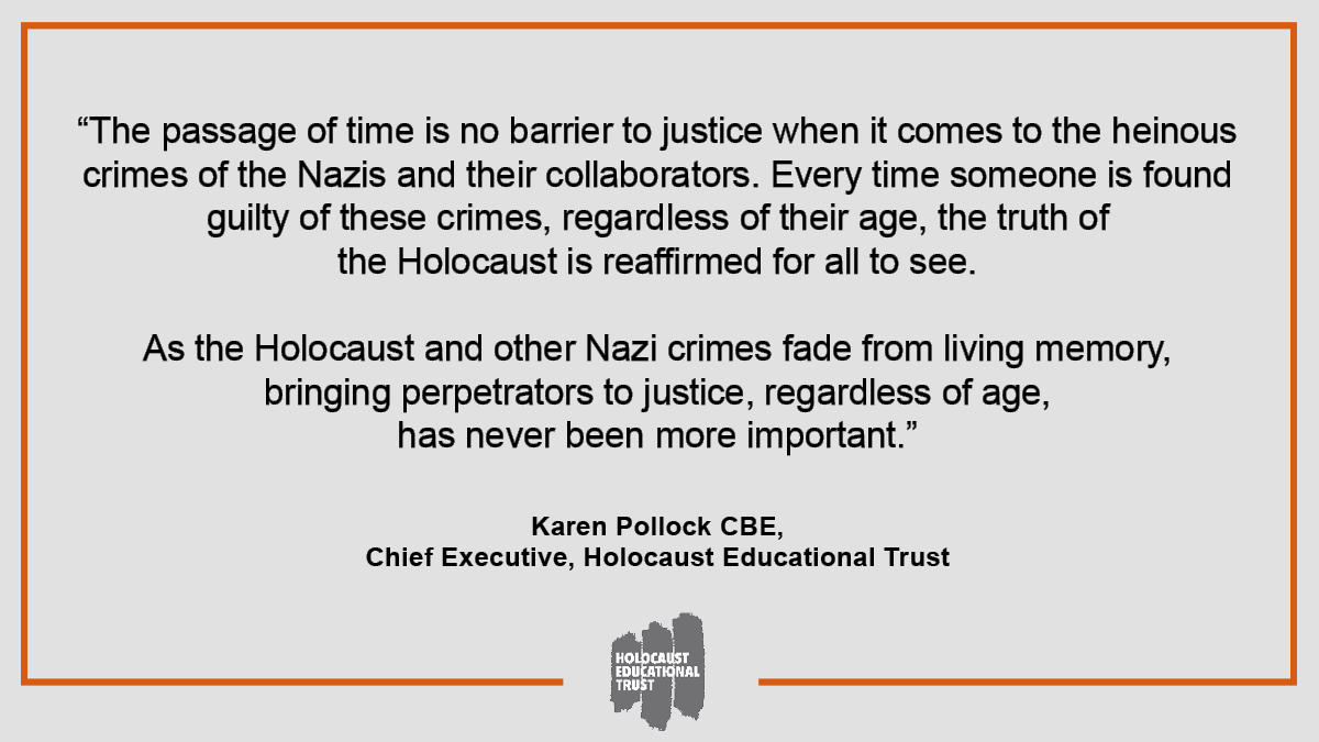 On the news that a Nazi camp guard has been sentenced for assisting in the murder of thousands of prisoners at Sachsenhausen concentration camp.