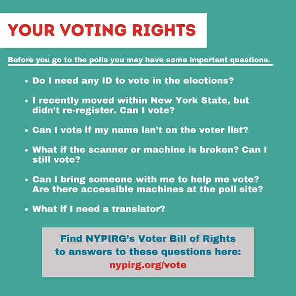 NYPIRG's tweet photo. TODAY is Primary Election Day in NY, so #GetOutTheVote! Polls are open until 9 PM. Visit https://t.co/ao8eFEvsHK to find your party enrollment status, what's on your ballot, and where to vote for the 6/2022 Primaries. Democracy works better when all eligible voters take part! https://t.co/fo32Ub2C8I