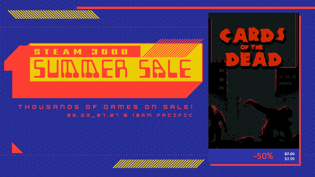 JanduSoft's tweet photo. In JanduSoft we have many sales for the #SteamSummerSales2022💸
Buy now #CardsoftheDead of @BoomfireGames🧟 and save 50% on your digital purchase on Steam!
➡️https://t.co/ZQK9Tw3HDT https://t.co/bfbZLqpHSf