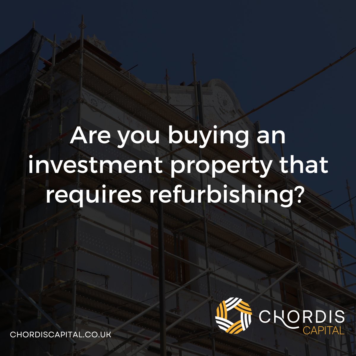 📣 Are you buying an investment property that requires refurbishing? 

Not only can we fund the purchase, but we'll also work with you to fund your entire refurbishment project from start to finish. Get your project moving quickly and easily with Chordis Capital.

<a href="/ARMCOPartners/">ARMCO</a>