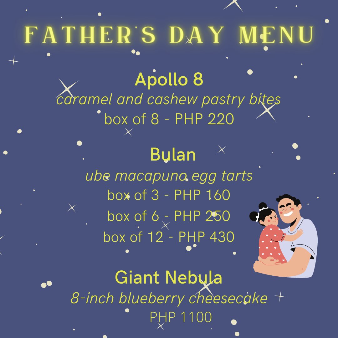 orbitesph's tweet photo. Last 2 days to order our newest treat, Apollo 8! Hurry and grab your preorder slot before it’s too late! 🌚

Our Father’s Day menu is also available until June 30. Go check it out ✨ https://t.co/q9Fbxyg3El