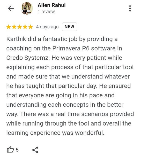 credosystemz's tweet photo. We are happy to share our trainees recently completed Primavera course feedback.
☑️ For More Info: +91 9884412301 | 9600112302
#oracleprimavera #projectmanagement #trainingandplacements #upskillwithcredosystemz #credosystemz #dreamjob #jobseekers #jobupdates https://t.co/aqlLnARaer