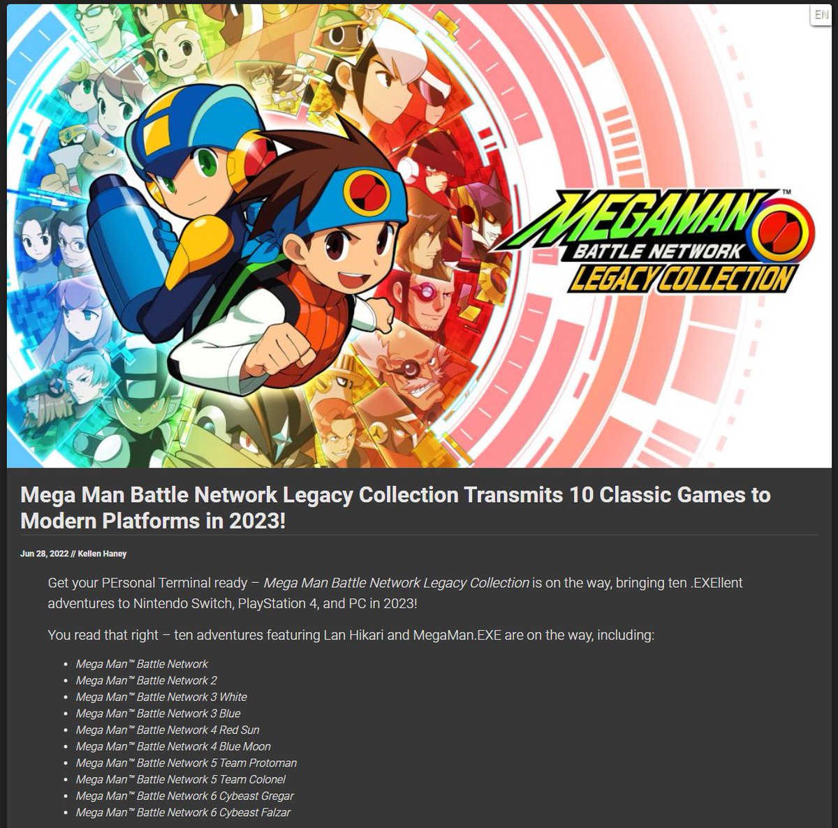 Wario64's tweet image. Mega Man Battle Network Legacy Collection comes to Switch/PS4/PC in 2023 bit.ly/3yqFjEU

Trailer bit.ly/3no9o1A