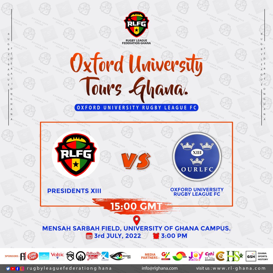 GhanaRL's tweet image. #terrifictuesday
@OURLFC to play  
🔴Ghana Rugby League National team

🔴President 13s and

🔴University of Ghana Rugby League team
.
.
🏟Mensah Sarbah Field
#GrowRugbyLeague #sayrugbyleague 
@UKinGhana
@SalfordDevils @sports_ug @annesophieave