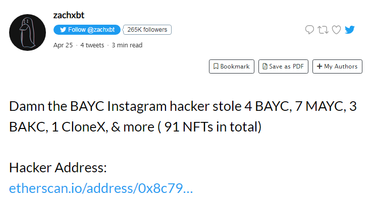 CountZe0's tweet photo. This thread will show you how you can catch web3 hackers/scammers using OSINT techniques. I will use address 0x8c7934611b6AD70FBEa13A1593dE167a4689b9A9 as an example. According to @zachxbt, hackers had stolen 91 NFTs. https://t.co/DMR8hKpEos