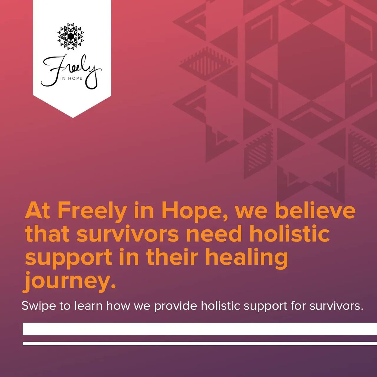 freelyinhope's tweet photo. At Freely in Hope, we believe that survivors need holistic support in their healing journey.
Visit : https://t.co/kHjDrjYlG5 to learn more about our holistic approach.
.
.
#Kenya #FreelyInHope #ItStartsWithYou #DisruptTheCycle #Keepthenextgenerationsafe #AboutFIH https://t.co/fycfTEk1Ki