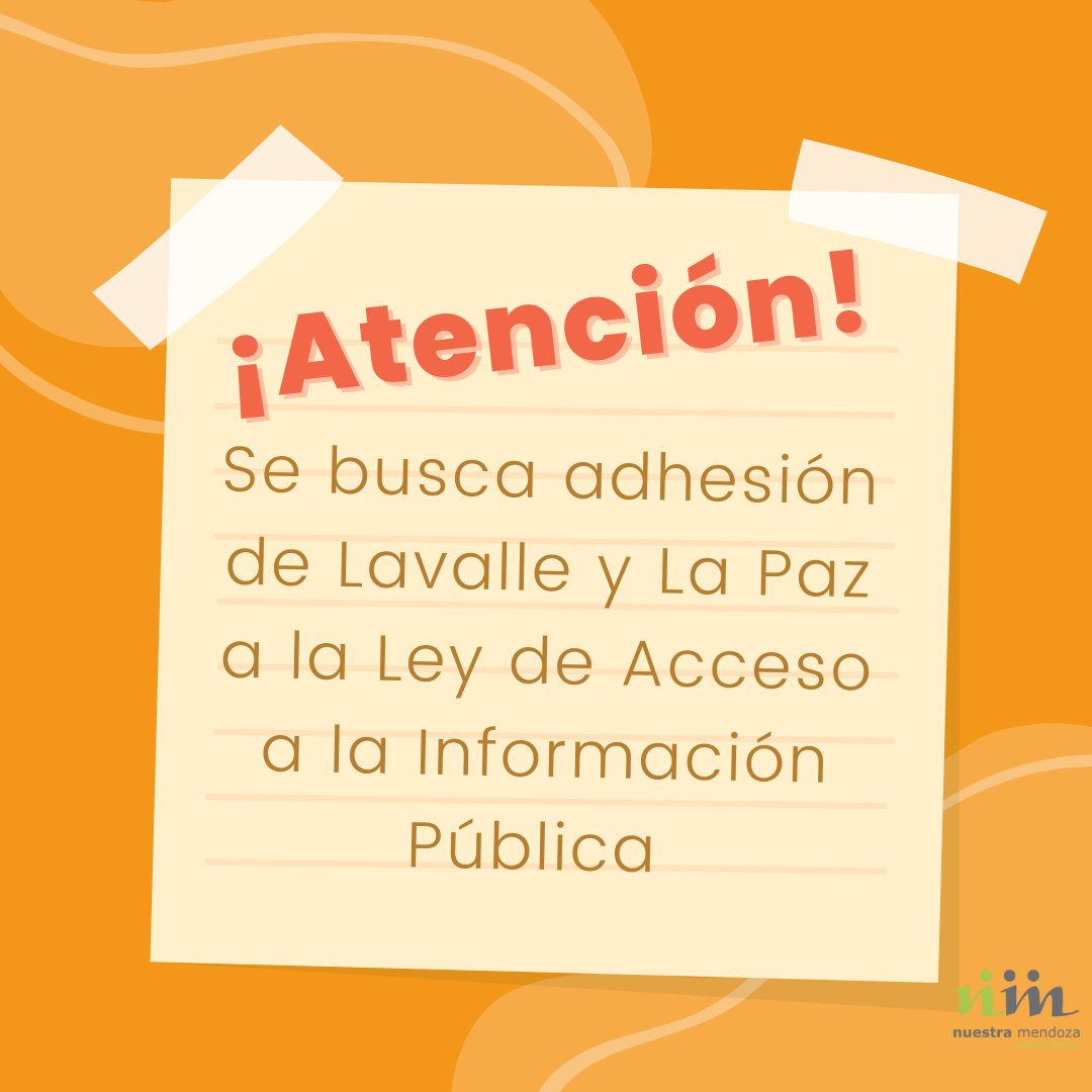 Sólo dos municipios de Mendoza no han adherido a la Ley de Acceso a la Información Pública (Ley 9070) y de ellos no tuvimos respuesta para nuestro informe nuestramendoza.org.ar/nmendoza/blog/…. <a href="/Lavalleprensa/">Lavalle Municipio</a> y  Municipalidad de La Paz los invitamos a adherir y facilitar este Derecho.