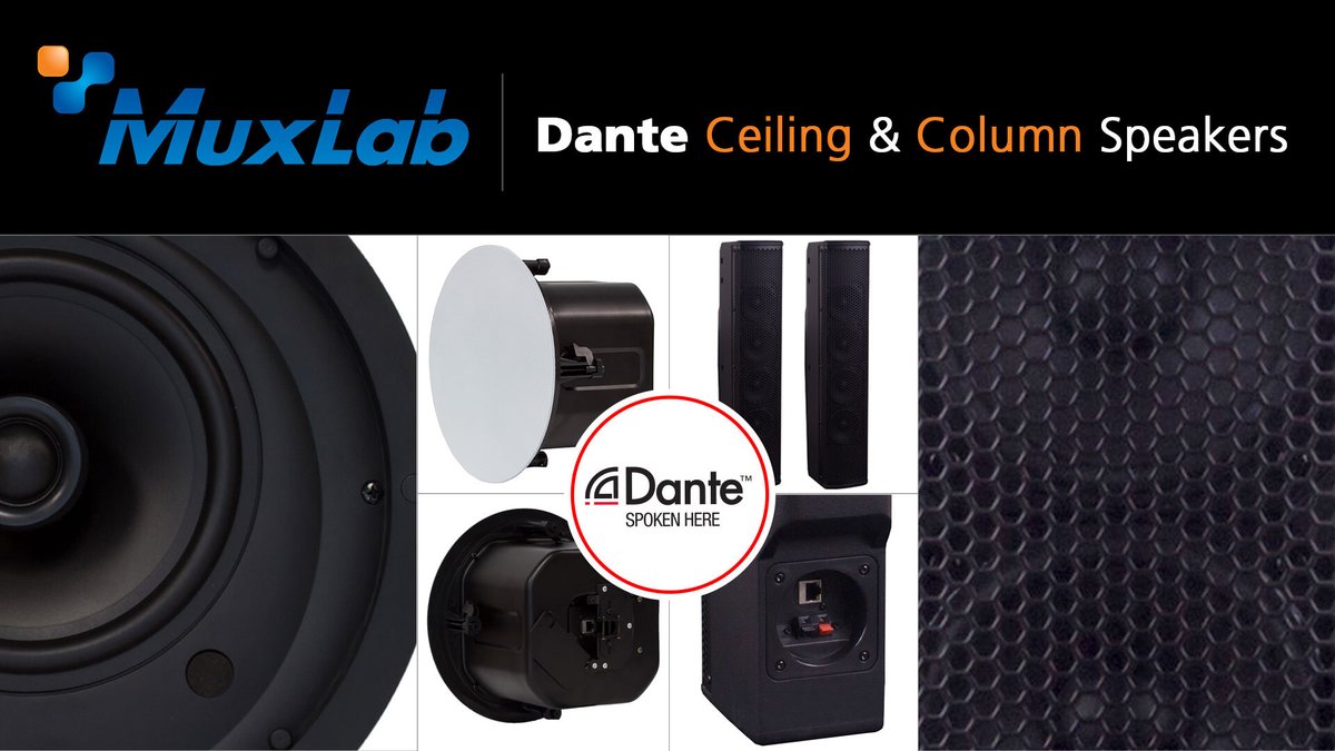 #avtweeps... looking for high performance DANTE speakers? <a href="/MuxLabInc/">MuxLab Inc.</a>'s 60W Column (MUX-500220) and 40W Ceiling (500221) DANTE speakers should be your new go to! Both are designed with advanced linear sound source technology and are PoE. 

Shop both here: btx.com/catalogsearch/…