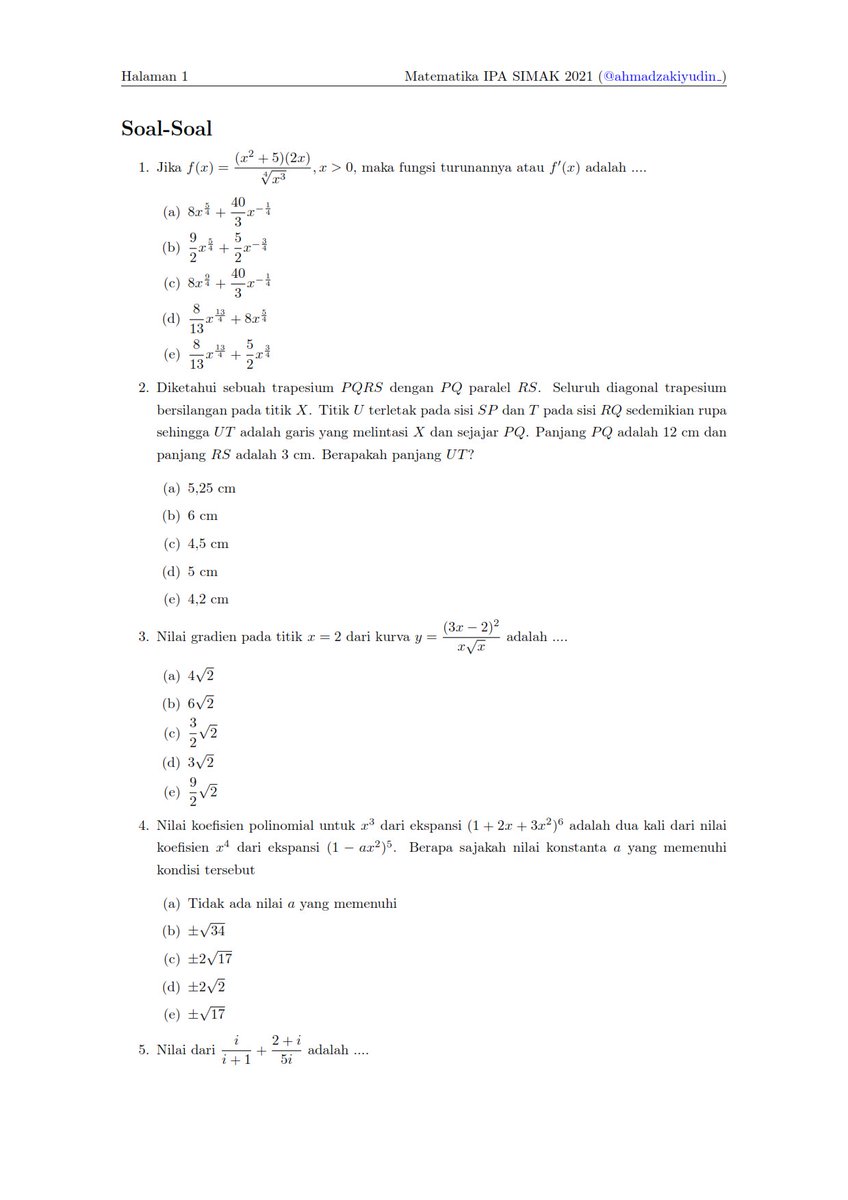ahmadzakiyudin_'s tweet photo. Soal Asli Matematika IPA SIMAK UI 2021

Akses filenya lewat https://t.co/9xDO4fpAh1 https://t.co/EruO6inrYk