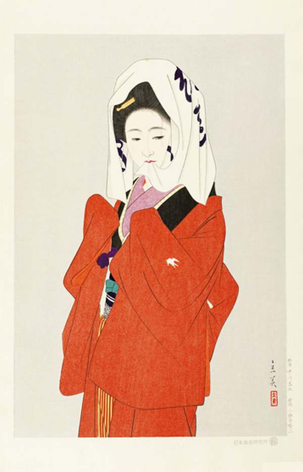 志村立美 – 現代美人風俗五態 舞ひ始め Shimura Tatsumi #版画 #木版画