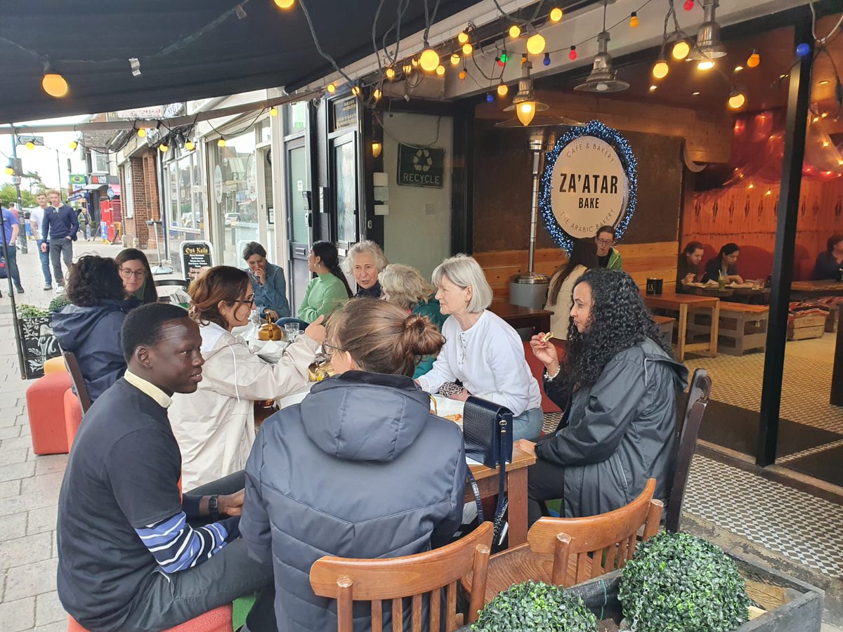 It was really great to be a part of @AsylumWelcome 's walking tour of the services for refugees in the Cowley area in Oxford. We learnt more about Jacari's local area and met lots of interesting people, and were even generously fed by Za'atar Bake! #RefugeeWeek2022