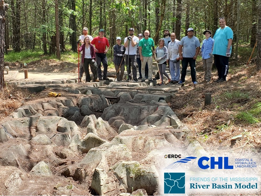 I had a great time out with <a href="/ArmyERDC/">U.S. Army ERDC</a> helping The Friends of the Mississippi River Basin Model restore the “Nashville” portion of the model! Looking forward to going back out once my back stops aching….

Thanks <a href="/keenonrivers/">Kathleen Eubanks Harris</a> for organizing the trip!