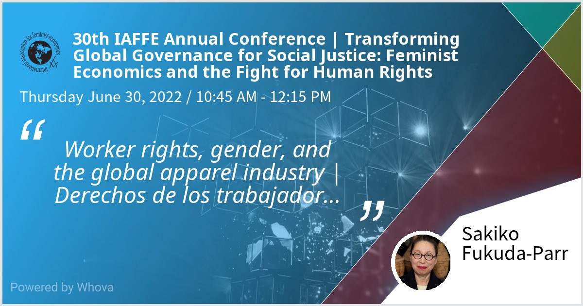 I am speaking at IAFFE #iaffeRoundtable on systemic causes of labor rights abuses in global supply chain with sheba tejani, @knr21_cam @FeministOnMarx mark anner, shikha silliman bhattacharjee. check it out if you're attending! #iaffe2022 - via #Whova event app