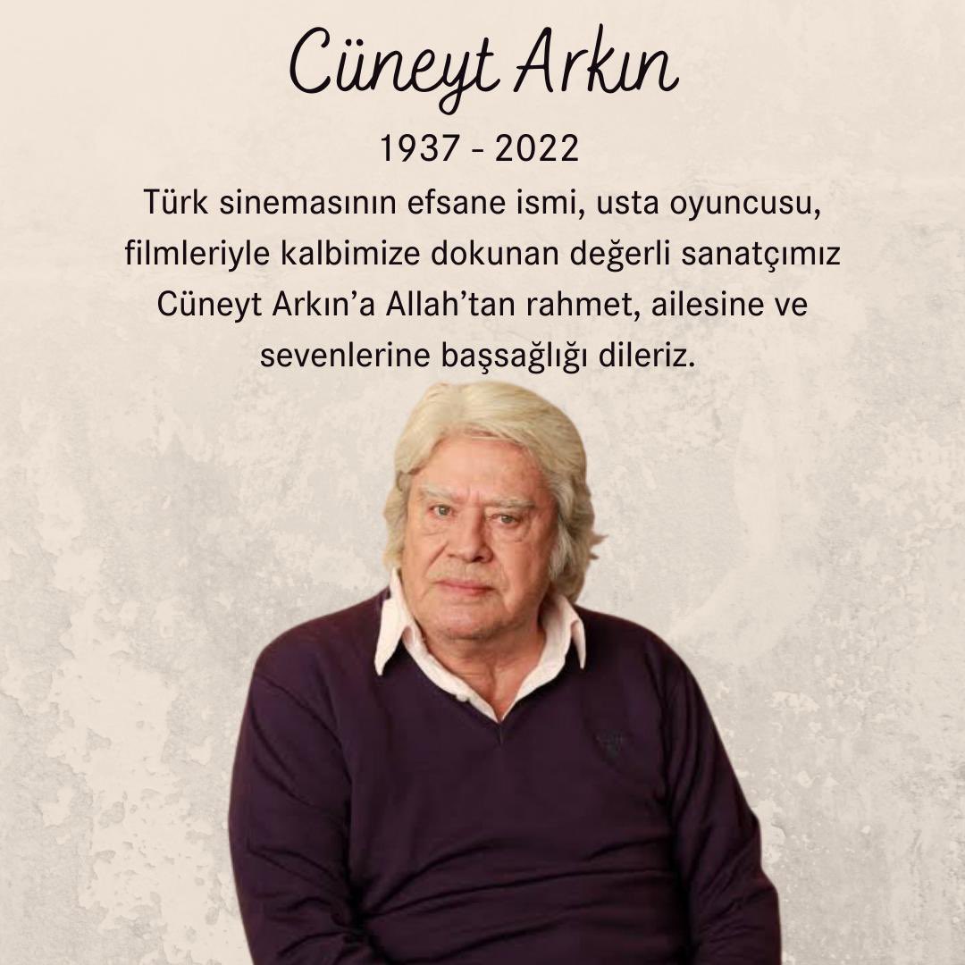 Değerli sanatçımız Cüneyt Arkın’a Allah’tan rahmet, ailesine ve sevenlerine başsağlığı dileriz. #cüneytarkın