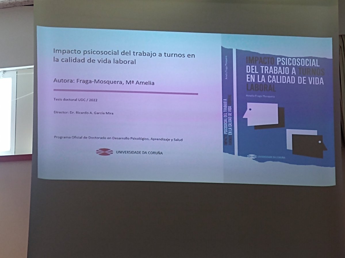 sabelabranco's tweet photo. Asistiendo a la defensa de tesis de Amelia Fraga @melyfm5 Impacto Psicosocial del Trabajo a Turnos en la Calidad de Vida en la @UDC_gal Un necesario e innovador trabajo de investigación dirigido por @fargmira en @PeopleUdc #veryproudof https://t.co/iDo3yi6YOy