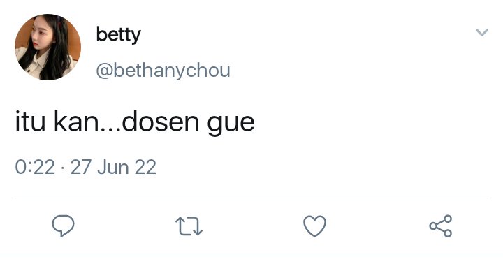 betty yang dibuat kesal sama ulah cameron only to found out kalau cam itu anak dosen pembimbingnya

#jongchaengie few tweets au