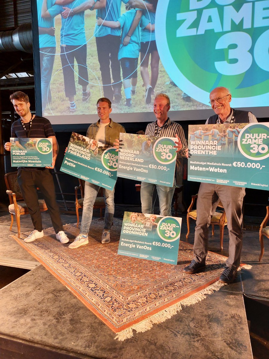 Tijdens de spannende finale maandagavond in de Drachtster Sluisfabriek pakte Energie VanOns de hoofdprijs bij de Duurzame 30. energie.vanons.org/nieuws/hoofdpr…