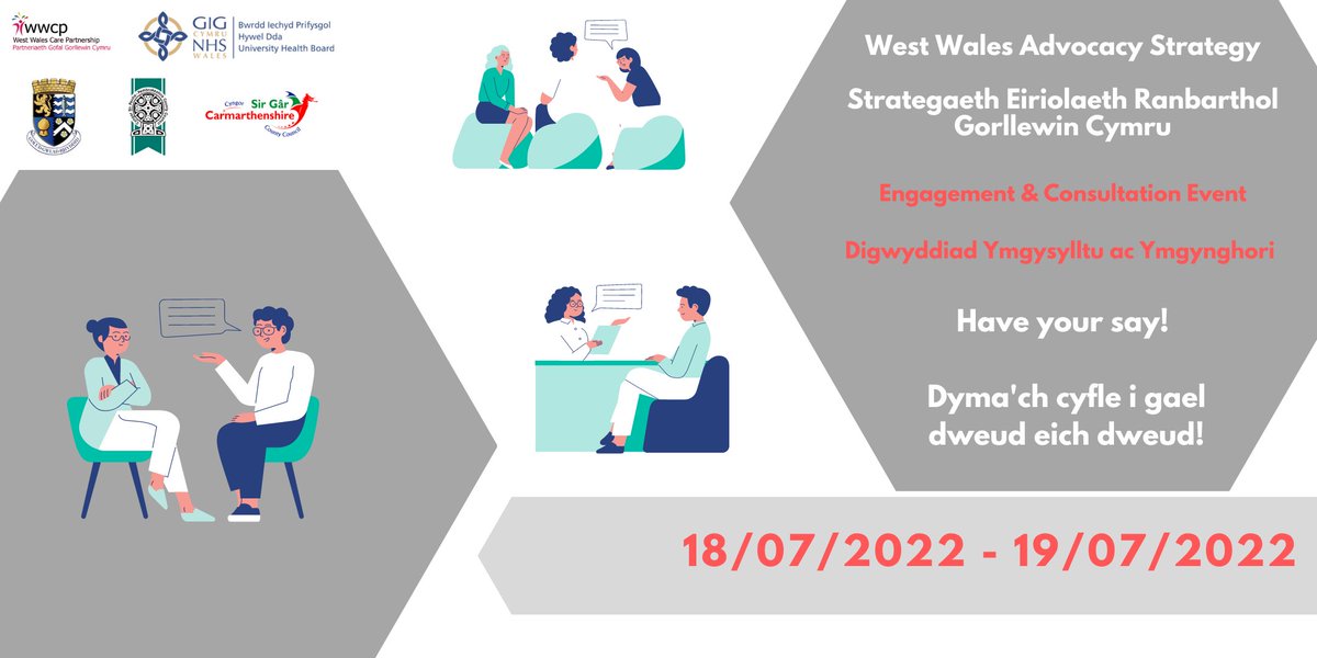 In preparation for a new regional advocacy strategy in West Wales the WWCP is hosting a series of engagement events to hear the opinions and views of those interested in advocacy provisions.
Visit Eventbrite below to sign up today and have your say! 
crowd.in/Kz7bqS
