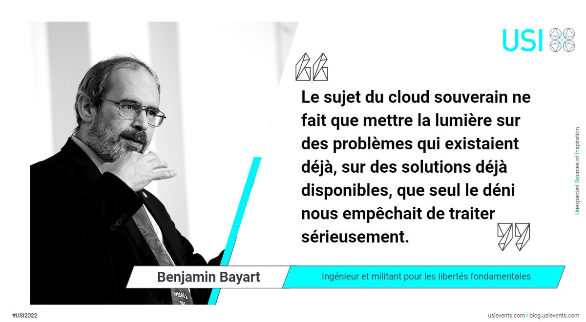 [#USI2022] 🤩 Le Talk de Benjamin Bayart : enjeux &amp; actualité concernant la souveraineté numérique avec une connaissance fine des sujets, non seulement techniques mais aussi juridiques ! 

#cloud #souveraineté
<a href="/bayartb/">Benjamin Bayart</a>