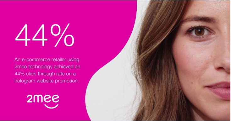 Humanmessaging's tweet photo. Our results speak for themselves…💡

An e-commerce retailer using #2mee Direct Human Messaging technology achieved a 44% #CTR on a #hologram website promotion.

📌 Contact us now to learn more about how we can transform your customer acquisition and engagement level.📈 https://t.co/QGty0GWIJQ