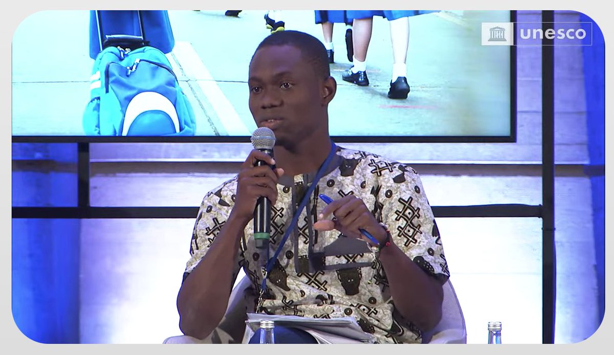 AnjaNielsen_'s tweet photo. "It must be recognised that the climate crisis is a child rights crisis...climate change disrupts education, but education can also disrupt climate change." Crédo Gansou, Director NGO Pauly Afrique Bio-Benin 👏👏👏

#TransformingEducation https://t.co/GvSDNYVw2c