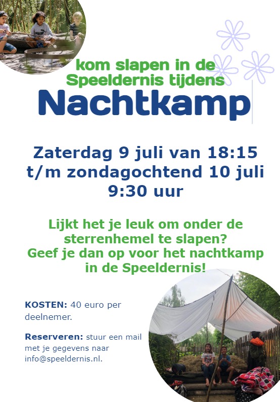 Volgend weekend kun je in de Speeldernis slapen als je wilt!! Er zijn nog een paar plekjes dus reserveer snel!
