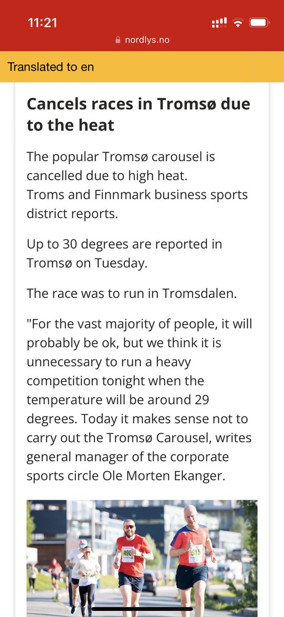 When we finally get nice warm weather for running in Tromsø, they cancel the race 😒