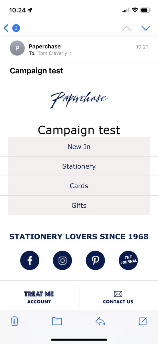 tp_cleverly's tweet photo. Great to feel part of your email marketing team @FromPaperchase #oops 🤪 https://t.co/jEaR8MvdwT