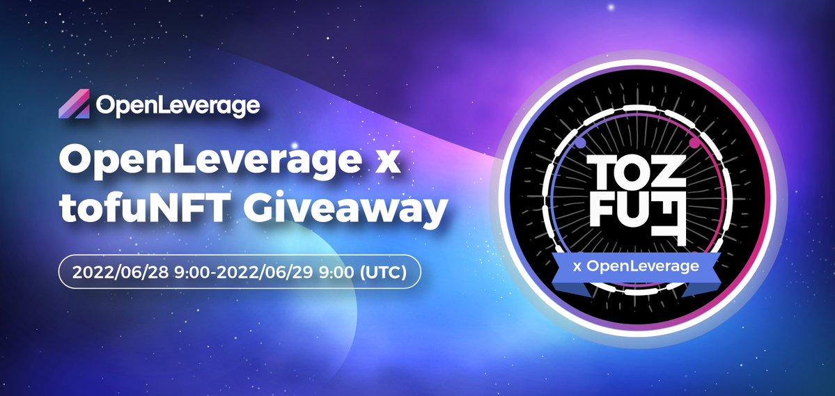 OpenLeverage (@openleverage) on Twitter photo 🎉 We’re celebrating our new partnership with <a href="/tofuNFT/">tofuNFT📛The largest multichain NFT marketplace</a> with an #NFTGiveaway! 🌠
1️⃣ Follow <a href="/OpenLeverage/">OpenLeverage</a> & <a href="/tofuNFT/">tofuNFT📛The largest multichain NFT marketplace</a>
2️⃣ Join Discord: discord.gg/openleverage
3️⃣ Like + RT
4️⃣ Fill out kryptosign.io/sign/x96G91O2
⏳ Expires in 24 hours
👉 Free NFT limited to the first 200 members 🎉 We’re celebrating our new partnership with <a href="/tofuNFT/">tofuNFT📛The largest multichain NFT marketplace</a> with an #NFTGiveaway! 🌠
1️⃣ Follow <a href="/OpenLeverage/">OpenLeverage</a> & <a href="/tofuNFT/">tofuNFT📛The largest multichain NFT marketplace</a>
2️⃣ Join Discord: discord.gg/openleverage
3️⃣ Like + RT
4️⃣ Fill out kryptosign.io/sign/x96G91O2
⏳ Expires in 24 hours
👉 Free NFT limited to the first 200 members