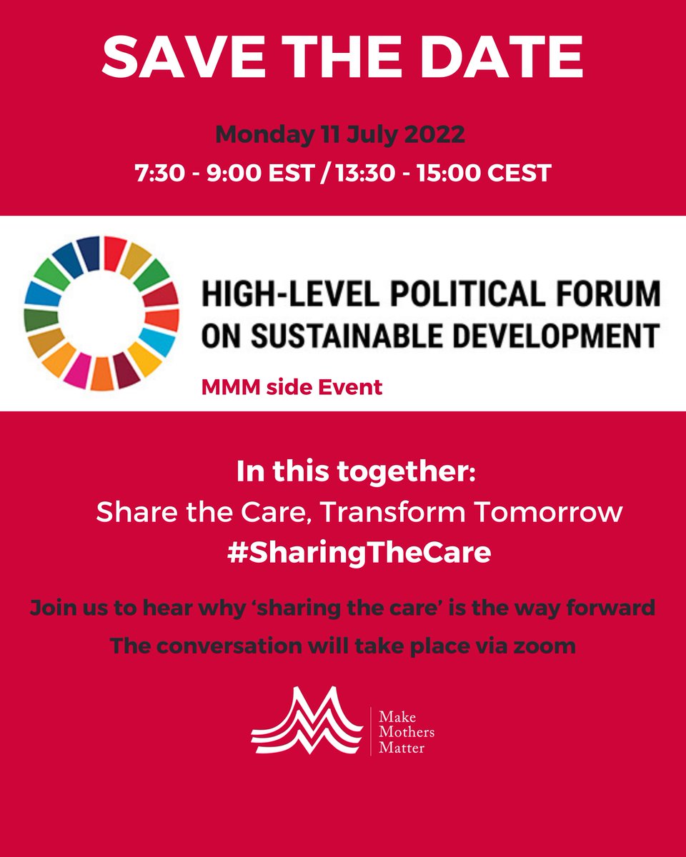 MMM4Mothers's tweet photo. 📢 Looking forward to hosting our #HLPF side event on July 11th. 
📆 Save the Date for #SharingTheCare. Join us, register here: 
➡️ https://t.co/2mqO53fZAL

@UN @UN_Women 
#sdgs2030 #sharethecare #mothersforbetter #caringsociety https://t.co/TGMrtbXGSZ