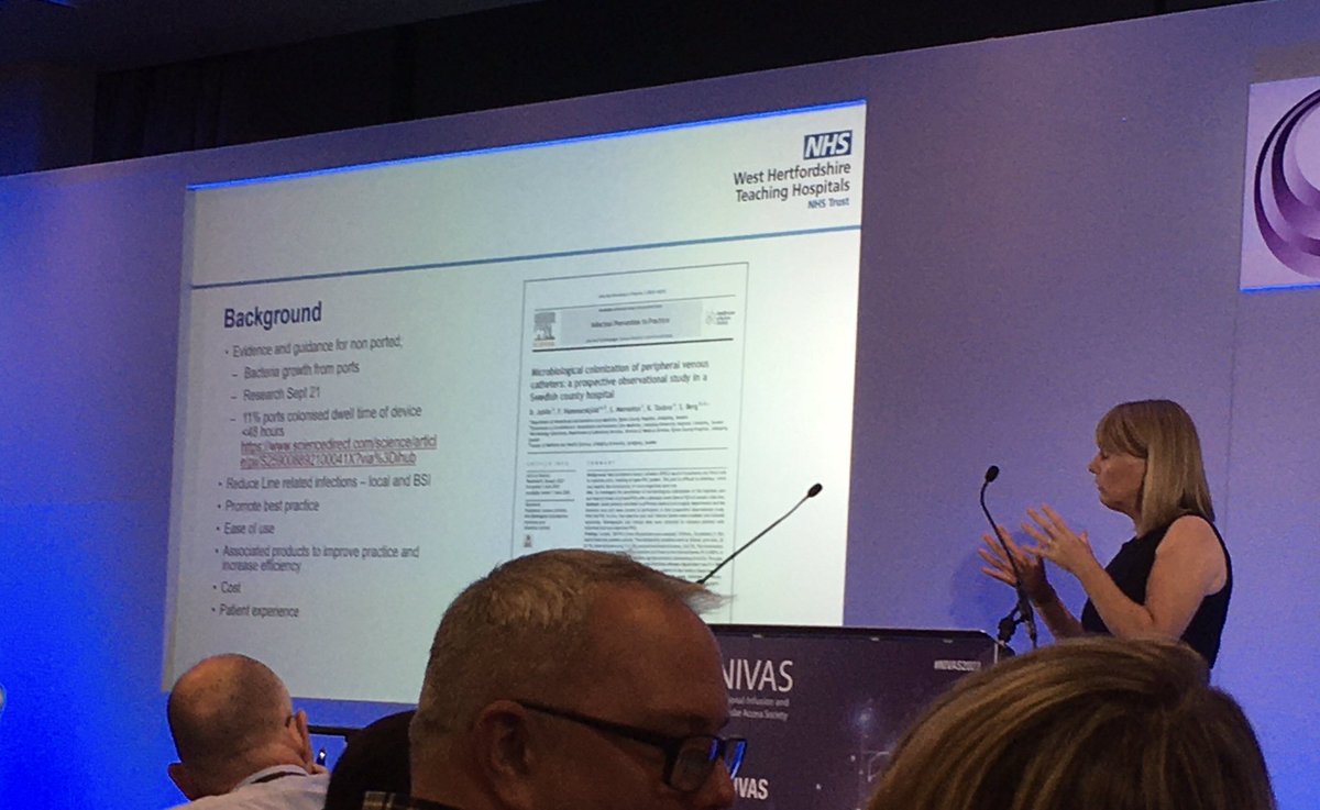 HallamCarole's tweet photo. @NIVAS_tweets 11% of PIVC ports colonised…need to move to non-ported PIVC #patientsafety #NIVAS2022 @GlynisBenett @IPS_Infection https://t.co/SsA9mfYH3Y