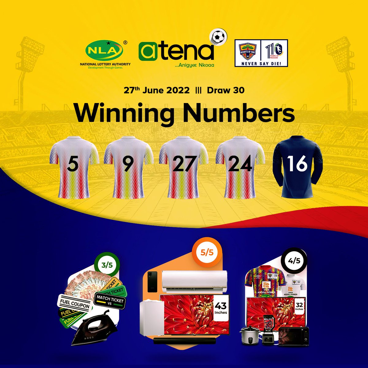 #Week30IsHere 
#AllowCashOut 

Here are our winning numbers for the week 30 of the @nla_atena game. Congratulations to all winners. 

<a href="/HeartsOfOakGH/">Phooobia! - #WeNeverSayDie 🏅🏆</a> <a href="/AccraHeartsOak/">ACCRA HEARTS OF OAK</a> <a href="/PhobiaMedia/">Phobia konkonsa</a> <a href="/HeartsEleven/">Phobia Memory Lane</a>