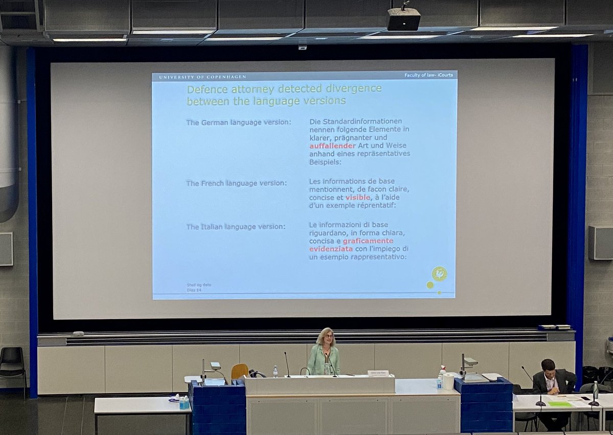 TransiusCentre's tweet photo. #TC22 : A.-L. Kjær (@iCourts_jur) delivers a fascinating keynote lecture on the politics and practice of translation in EU and international law. It is a thought-provoking presentation, rich with ideas and examples of the reality of multilingual legal regimes. https://t.co/8XXZlMTQi9