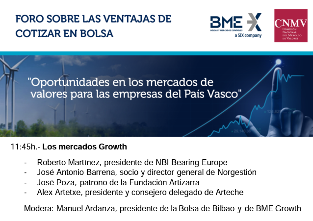 CNMV_MEDIOS's tweet photo. Panel 3⃣: Los mercados Growth

🗣️𝐑𝐨𝐛𝐞𝐫𝐭𝐨 𝐌𝐚𝐫𝐭𝐢́𝐧𝐞𝐳 #NBIBearingEurope, 𝐉𝐨𝐬𝐞́ 𝐀𝐧𝐭𝐨𝐧𝐢𝐨 𝐁𝐚𝐫𝐫𝐞𝐧𝐚 #Norgestion, 𝐉𝐨𝐬𝐞́ 𝐏𝐨𝐳𝐚 #FundaciónArtizarra y 𝐀𝐥𝐞𝐱 𝐀𝐫𝐭𝐞𝐭𝐱𝐞 @ArtecheGroup

Modera: Manuel Ardanza #Bolsa de Bilbao @GrupoBME https://t.co/NljttlISip