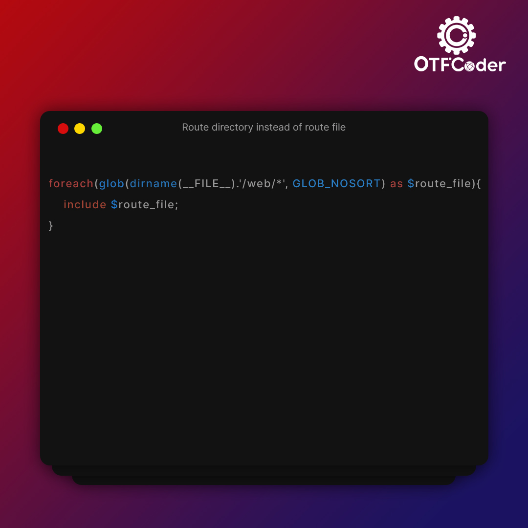 OTFCoder's tweet image. Laravel Tip of the Day!!
Route directory instead of route file
Come join us to acknowledge the latest Laravel Tips & updates !!!
#otfcoder #datastructure #appdeveloper #laraveltips #laravelphp #javaprogramming #developerlife #programminglanguage #laravel