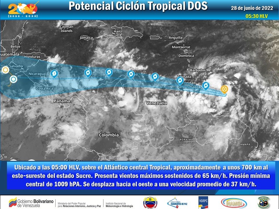 #28Jun #INAMEHInforma Potencial Ciclón Tropical DOS. Reporte de las 06:00 HLV #EncuentroALBADigital
