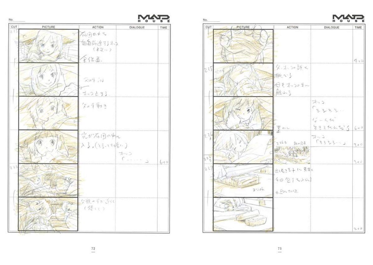 劇場版『若おかみは小学生!』の絵コンテ決定稿には本編で使われていないシーン、使われていないカットがあります。例えば、主人公のおっこを妊娠している時期の母親が、おばあちゃんと話をする場面。本書籍にはそれらも含めて決定稿の全ページを収録。 