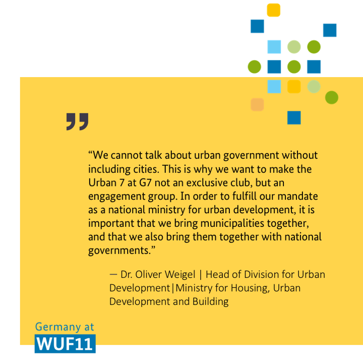 Urbanet_info's tweet photo. Dr. Oliver Weigel at the #WUF11 event "Unleashing the transformative power of #cities for an equitable urban world" ⬇️#GERMANY4LIVEABILITY @BMWSB_Bund @staedtetag https://t.co/9uh1LHg3Xn