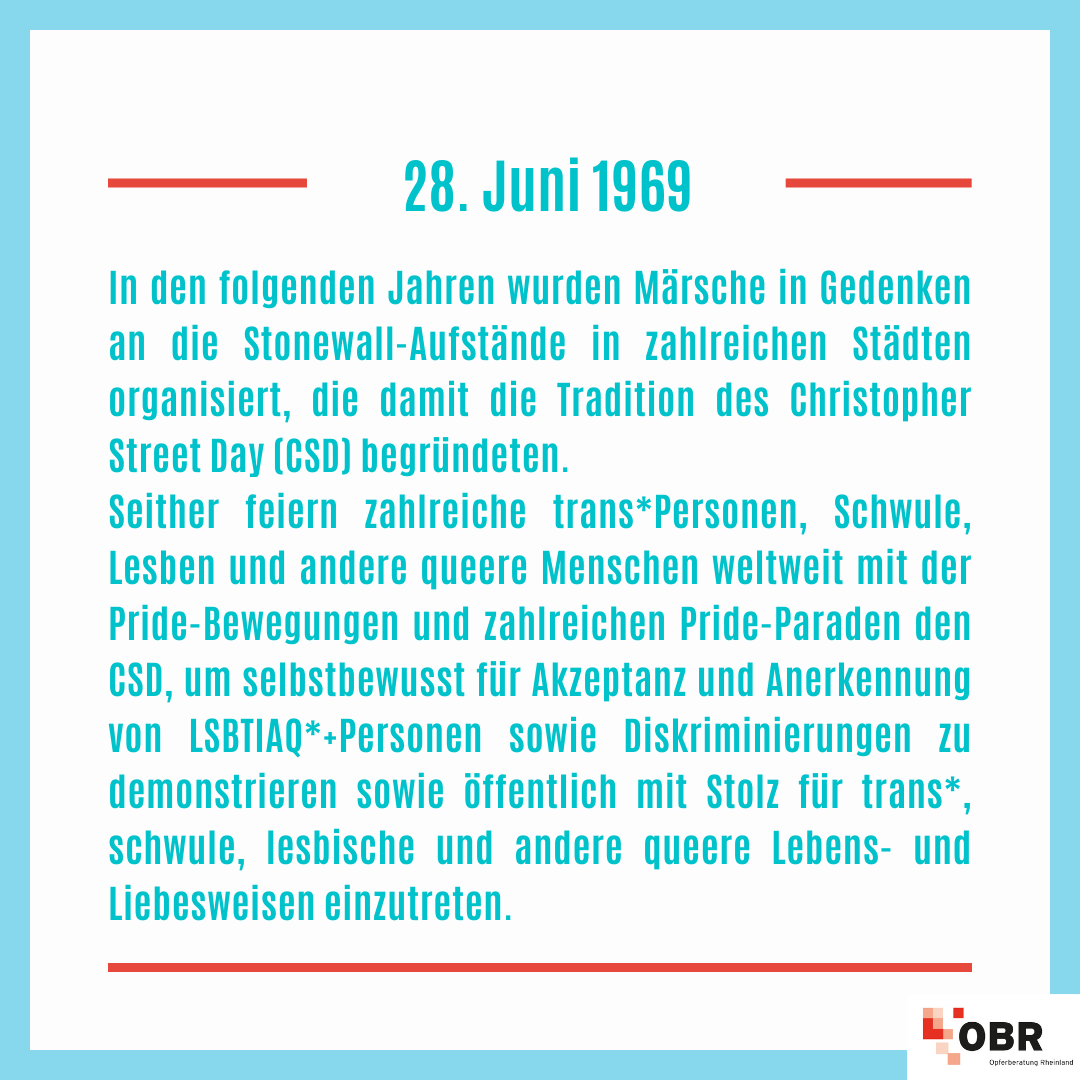 obr_rheinland's tweet photo. 🏳️🌈⚧️ #andiesemTag erinnern wir an die #Stonewall-Aufstände vom 28. Juni 1969, bei denen sich trans* Personen, Schwule, Lesben u. andere queere Menschen gg. Polizeigewalt, (rassistische) #LSBTIAQ*+Feindlichkeit u. Diskriminierungen in der Christopher Street in NY widersetzen. https://t.co/KjzZVOrak2