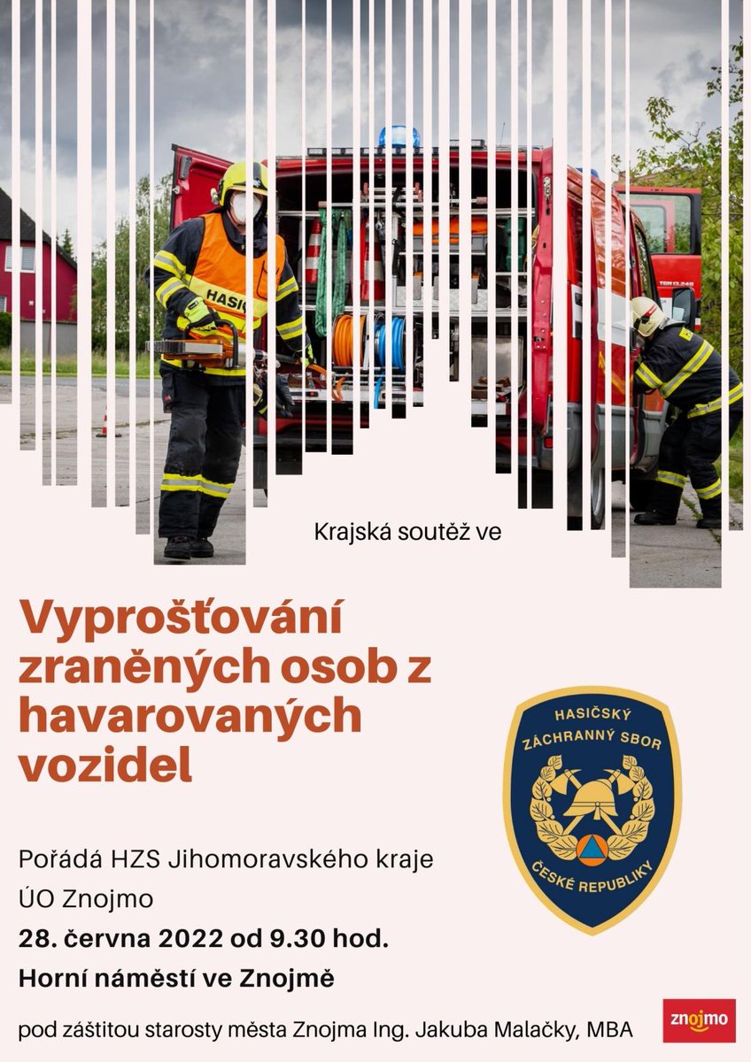 hzsjhm's tweet photo. Ve Znojmě dnes soutěží jihomoravští hasiči ve vyprošťování zraněných osob z havarovaných vozidel. Jedná se o krajské kolo a vítězný tým postoupí na mistrovství republiky. https://t.co/boAiZzkTHx