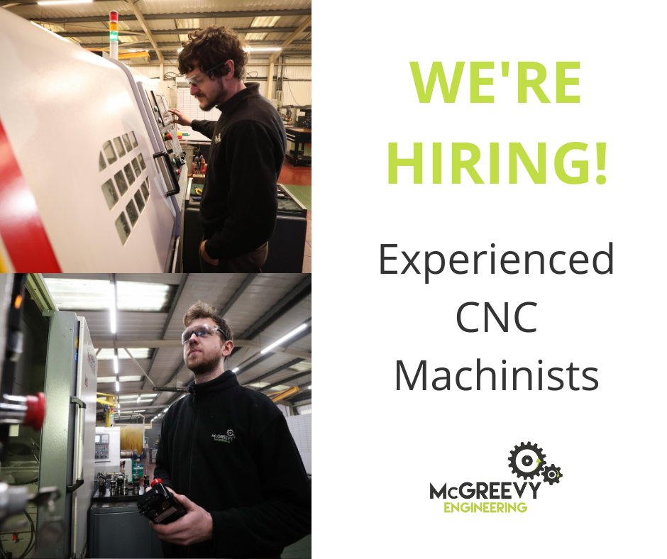 We have an opportunity for CNC Machinists, with at least five years’ experience, to join our team based just outside Belfast. 

To apply, send a copy of your CV and cover letter to info@mcgreevyengineering.co.uk. 

 #NorthernIrelandJobs #NIJobs #NIJobFairy #EngineeringJobs