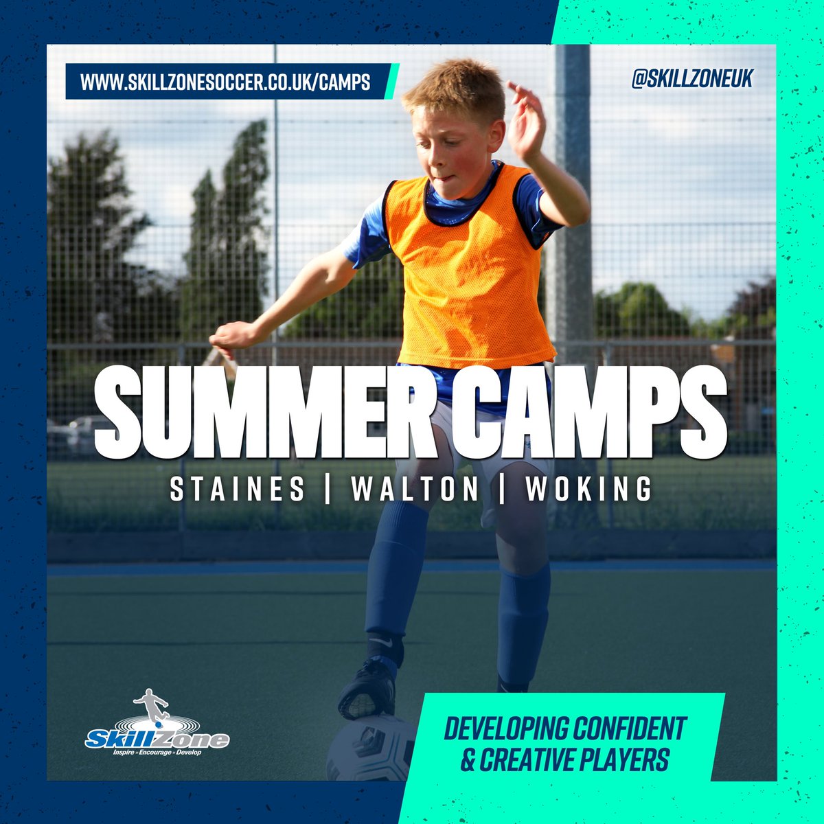 Bookings are now live at our summer camps in Staines, Walton-on-Thames &amp; Woking.

Book your place now: skillzonesoccer.co.uk/camps

#SkillZoneUK

#Staines #WaltonOnThames #Hersham #Woking #Surrey