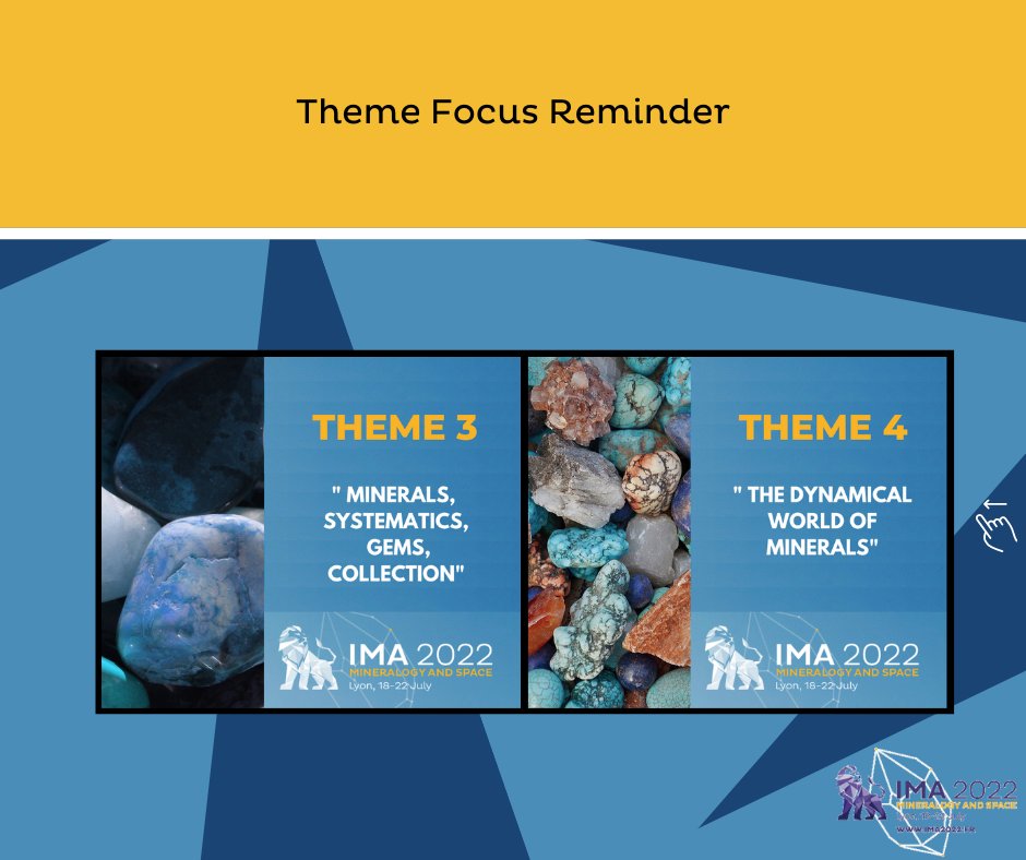 CongressIma's tweet photo. ✍️Remember to check out our #IMA2022 Theme Focus 1,2,3,4,5,6 and 7 !
For more information, check out the sessions in detail 👇

https://t.co/KEvlYNFkXK

#Mineralogy #IMA #IMA2022 #Lyon #Mineralogyandspace https://t.co/XnmeIpxuBg