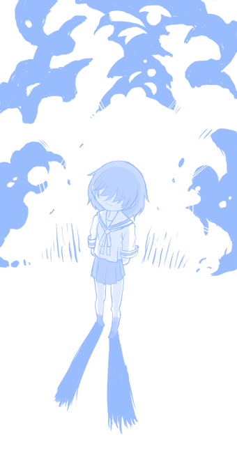 模写。
爆発とメカクレモブ子ちゃん。 